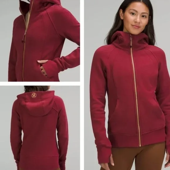 Burgundy & Gold lululemon scuba Zip-Up Hoodie size 6 - Picture 2 of 16